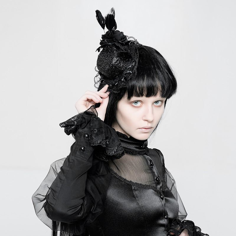 Gothic Lolita Sweet Tiny Black Hat Hair Jewelry/Accessory,  Steampunk Retro