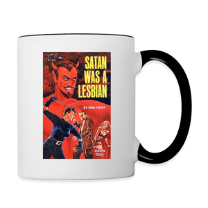Satan Was a Lesbian Contrast Coffee Mug - white/black