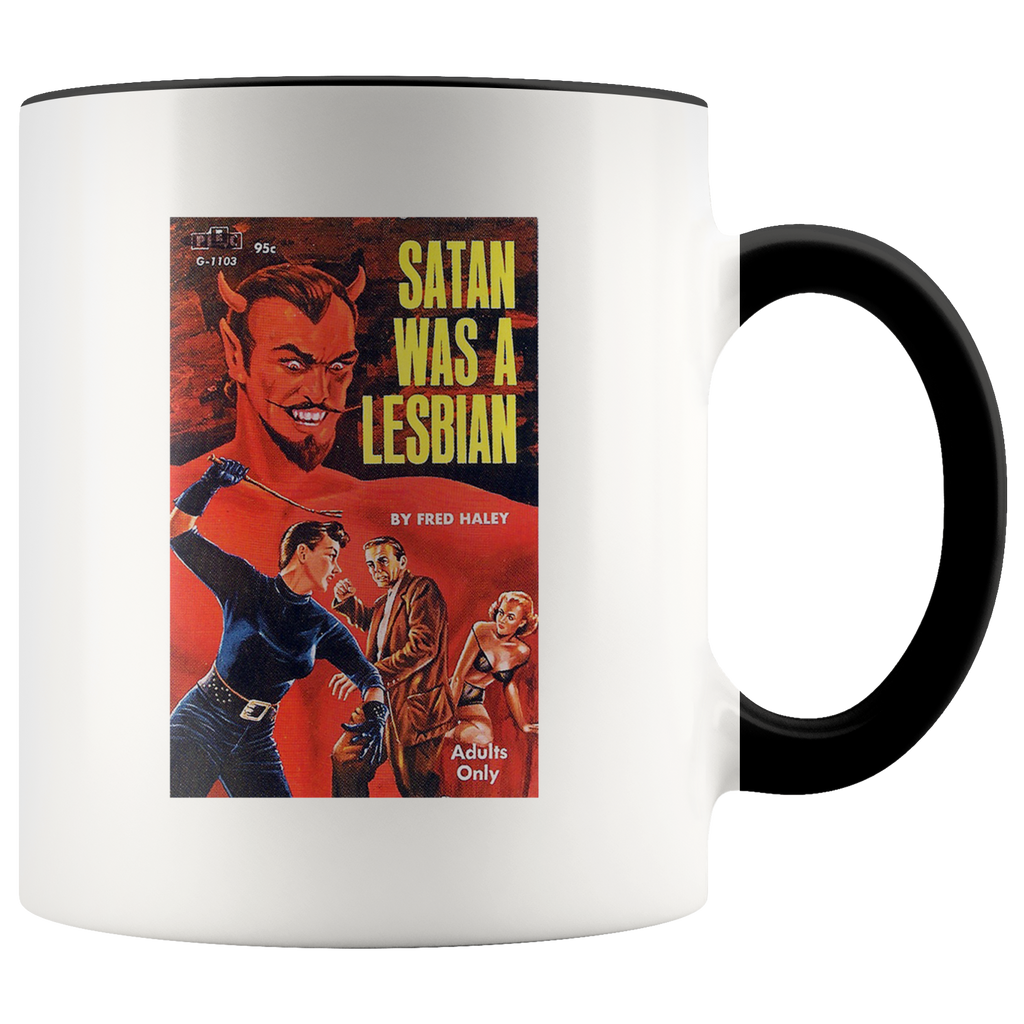 Satan Was a Lesbian - Pulp Fiction cover on coffee mug
