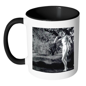Victorian Pinup, erotic image, nude woman under tree on 11 oz coffee mug