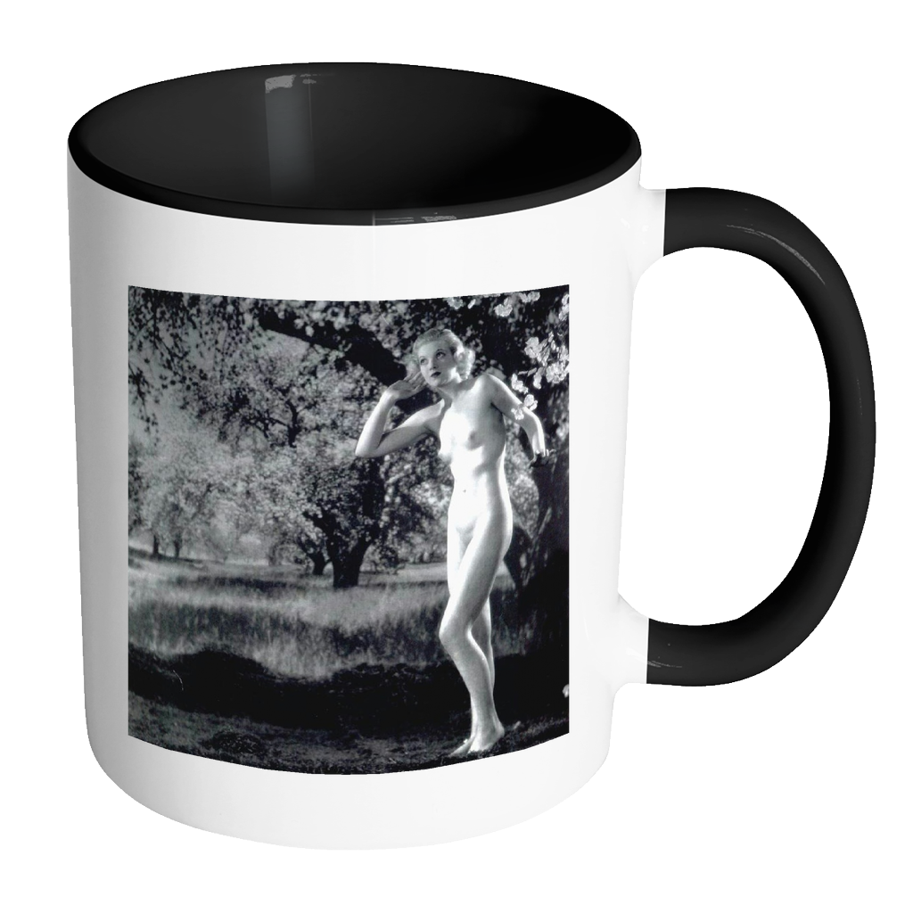 Victorian Pinup, erotic image, nude woman under tree on 11 oz coffee mug