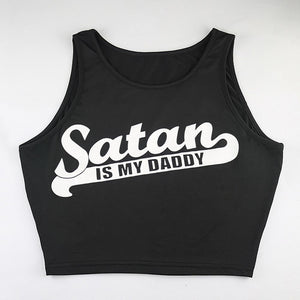 Satan is my Daddy - Short Slim Black Tank Top