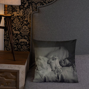 Post-Mortem photo Pillow. 18" x 18" decorative pillow with unique post mortem picture. Memento Mori Inc