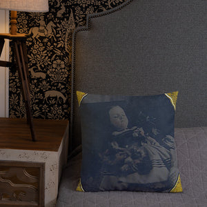 Post-Mortem photo Pillow. 18" x 18" decorative pillow with unique post mortem picture. Memento Mori Inc