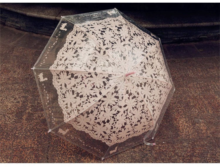 Romantic Lace Design with cats -  Transparent Umbrella