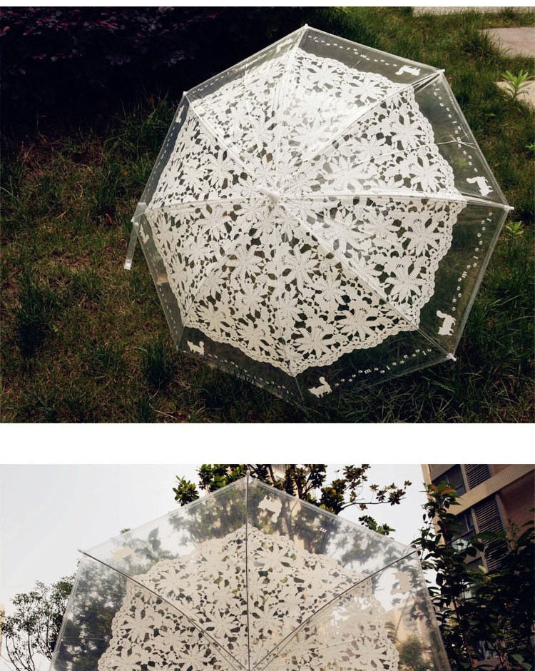 Romantic Lace Design with cats -  Transparent Umbrella