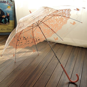 Romantic Lace Design with cats -  Transparent Umbrella