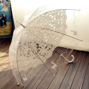 Romantic Lace Design with cats -  Transparent Umbrella