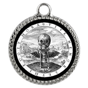 Vive Memor Lethi Fugit Hora coin pendant on chain